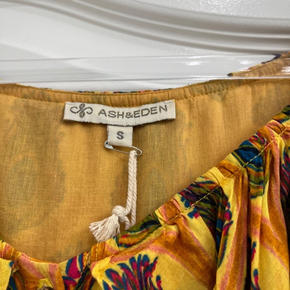 Ash & Eden Mara Midi Dress in Yellow with Peacock Print - NWT - Size Small - Picture 3 of 9